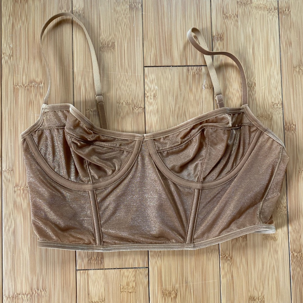 SKIMS glissenette cropped corset in chai